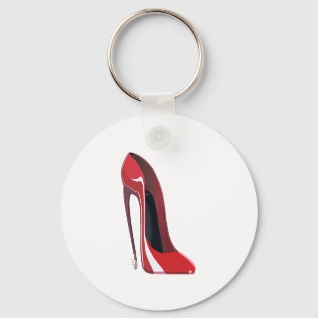 Red Crazy Heel Stiletto Shoe Art Nyckelring (Framsida)
