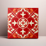 Red Cream and Orange Azulejo Mandala Kakelplatta<br><div class="desc">Decorate the office with this Red Cream and Orange Azulejo Mandala design. You can customize this further by clicking on the "PERSONALIZE" button.</div>