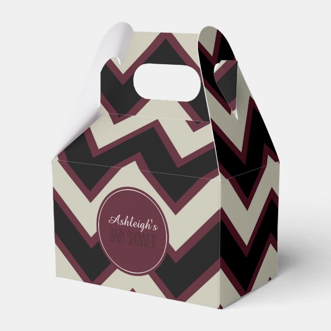 Red Cream Black Chevron Baby Shower Presentaskar (Framsidan Sidan)