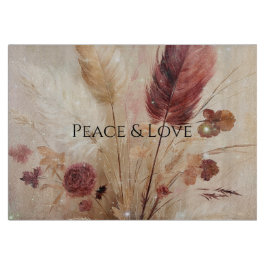 Red Cream Boho Feather Blommigt