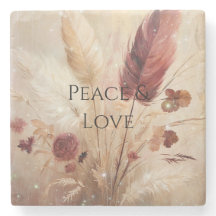 Red Cream Boho Feather Blommigt