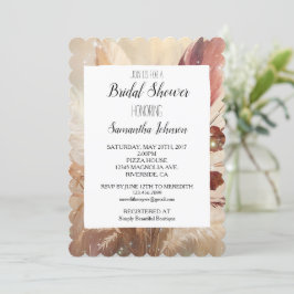 Red Cream Boho Feathers Blommigt Möhippa Inbjudningar