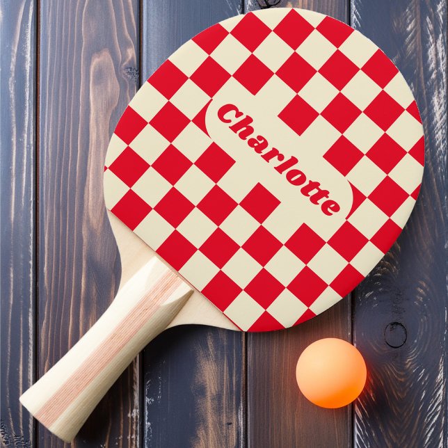 Red & Cream Checker med Namn Pingisracket (Skapare uppladdad)