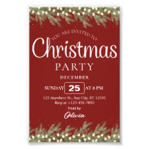 Red Cream Floral Elegant Holiday Christmas Party