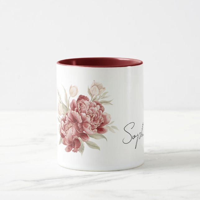 Red Cream Flowers Mugg (Center)