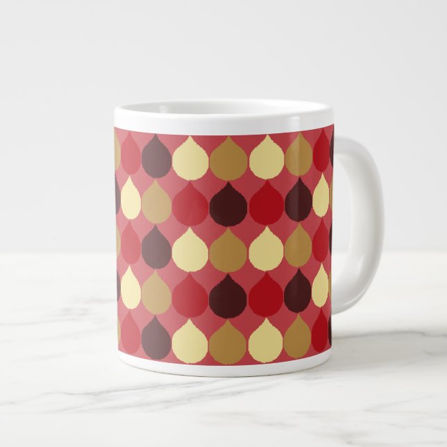 Red Cream Geometric Ikat TearDrop Circles Mönster Jumbo Mugg (Framsida höger)