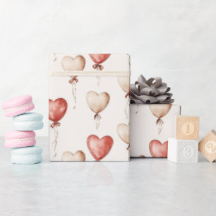 Red Cream Heart-ballonger Baby Shower Presentpapper