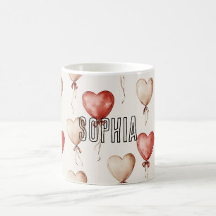 Red Cream Heart-ballonger Kaffemugg