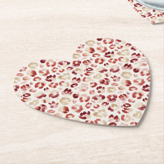Red Cream Leopard Animal Print Underlägg Papper (Vinklad)