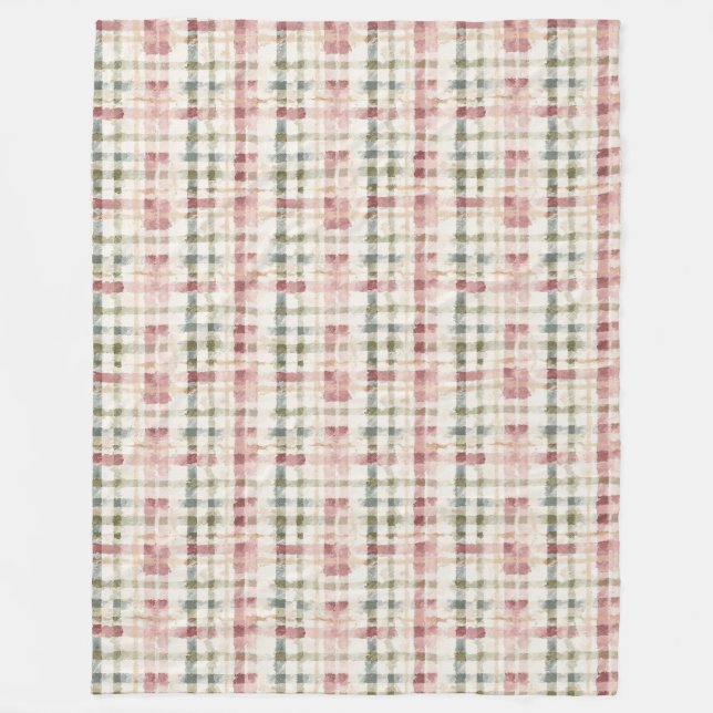 Red Cream Plaid Stripes Birthday Fleecefilt (Framsidan)