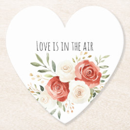 Red Cream Roses Floral Love Bridal Shower Underlägg Papper