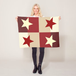 Red & Cream Star Quilted Fleecefilt