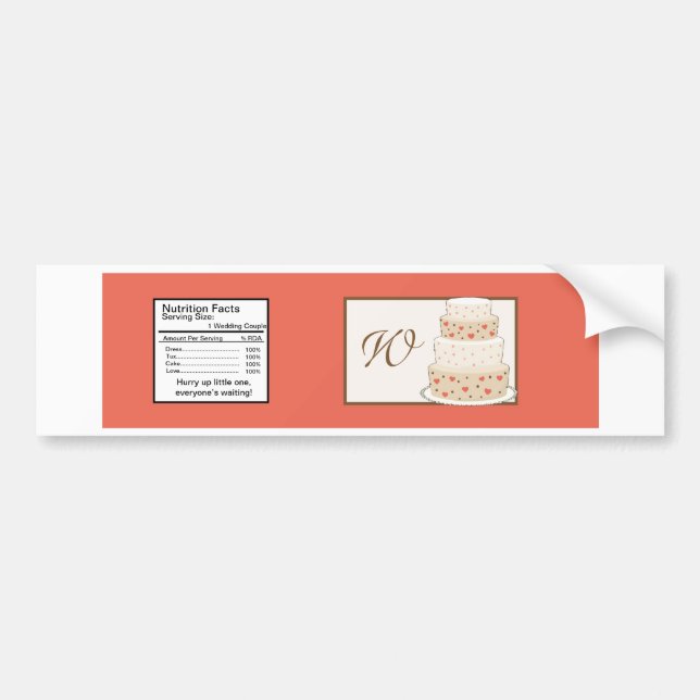 Red/Creme Bröllop Cake Vattenflaska Label Bildekal (Framsidan)