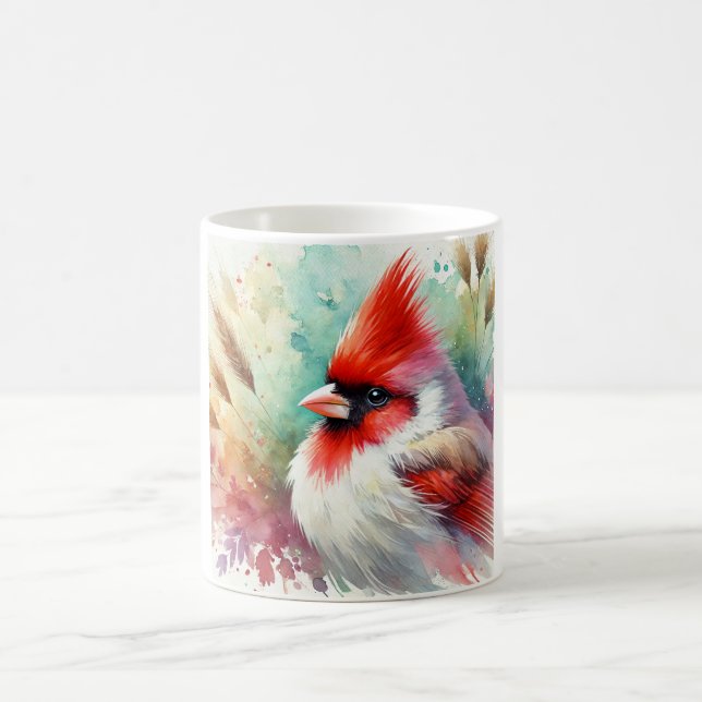 Red crested cardinal 060824AREF107 - Watercolor Kaffemugg (Center)