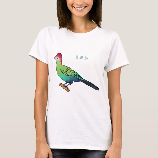 Red-crested turaco bird cartoon illustration t shirt (Framsida)