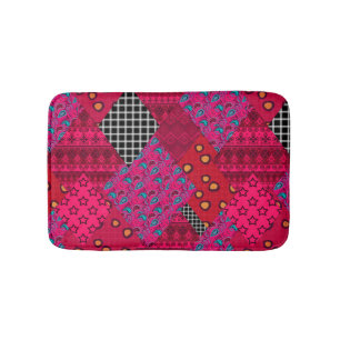 Red Crimson Colorful lappchwork Badrumsmatta