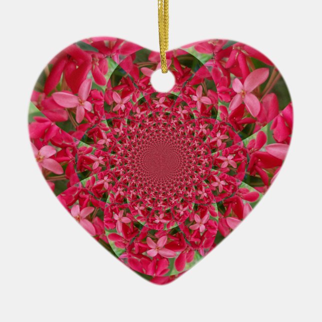 Red Crimson Flower Heart Ornament (Framsidan)