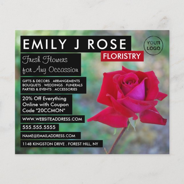 Red Crimson Ro, Floristry Advertising Flyer (Framsidan)