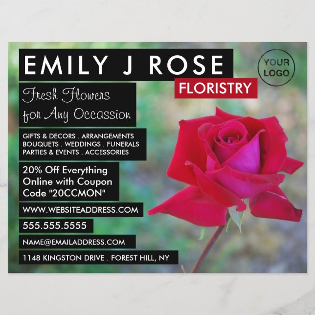 Red Crimson Ro, Floristry Advertising Flyer (Framsidan)