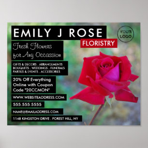 Red Crimson Ro, Floristry Advertising Poster