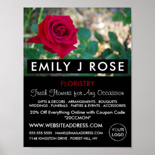 Red Crimson Ro, Floristry Advertising Poster