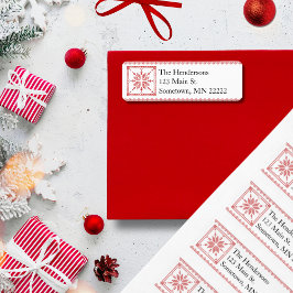 Red Cross-Stitch Snowflake Returadress Etikett