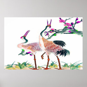 Red Crowned Crane poster Teckning 2