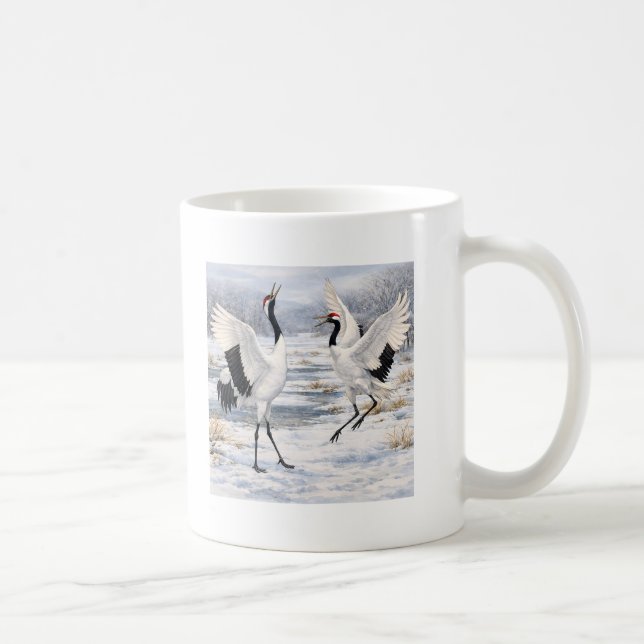 Red-crowned Cranes in Winter Kaffemugg (Höger)