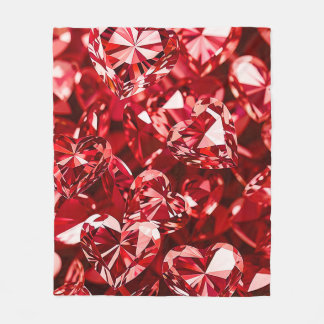 Red Crystal Diamond Hearts Fleecefilt
