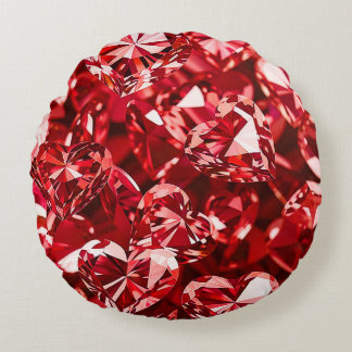 Red Crystal Diamond Hearts Rund Kudde
