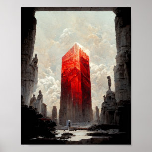 Red Crystal Fantasy Science fiction Art Poster