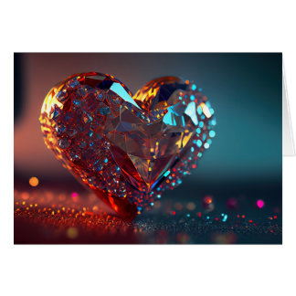 Red Crystal Heart Hälsningskort