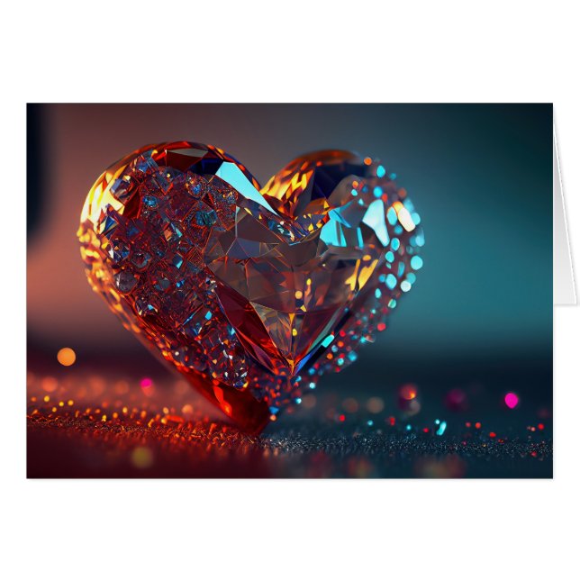 Red Crystal Heart Hälsningskort (Framsidan Horizontal)