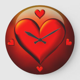 Red Crystal Hearts Stor Klocka