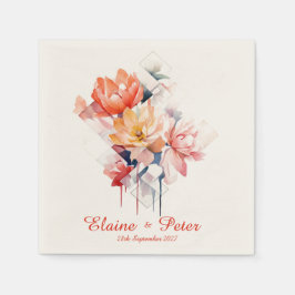 Red Cubes&Flowers: Personalized Wedding Napkins Pappersservett