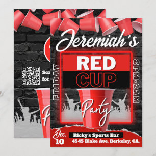 Red Cup Club Flyer Style Grunge Födelsedag Inbjudningar