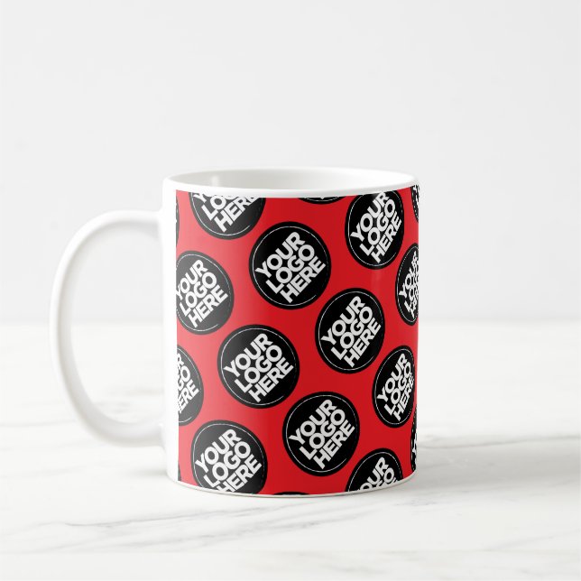 Red Custom logo business pattern employee Kaffemugg (Vänster)