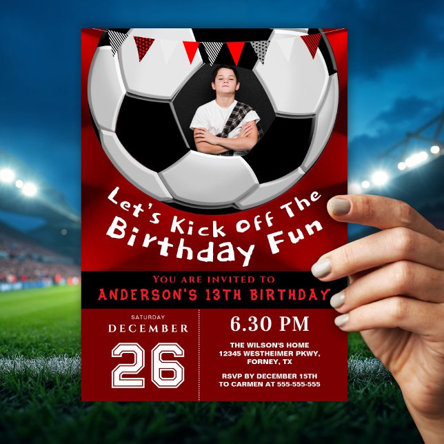 Red Custom Photo Birthday Invitation for Boys Inbjudningar (Skapare uppladdad)
