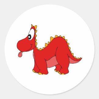 Red Cute Dragon Runt Klistermärke