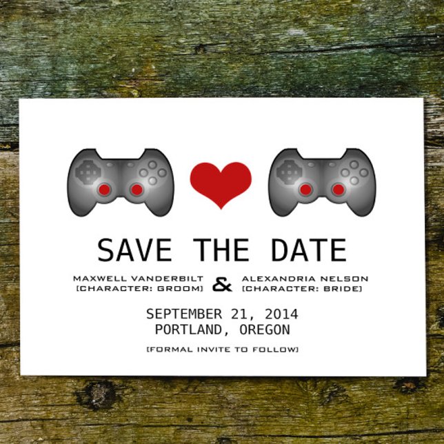 Red Cute Gamer Spara datum Inbjudan (Red Cute Gamer Save the Date Invitation)