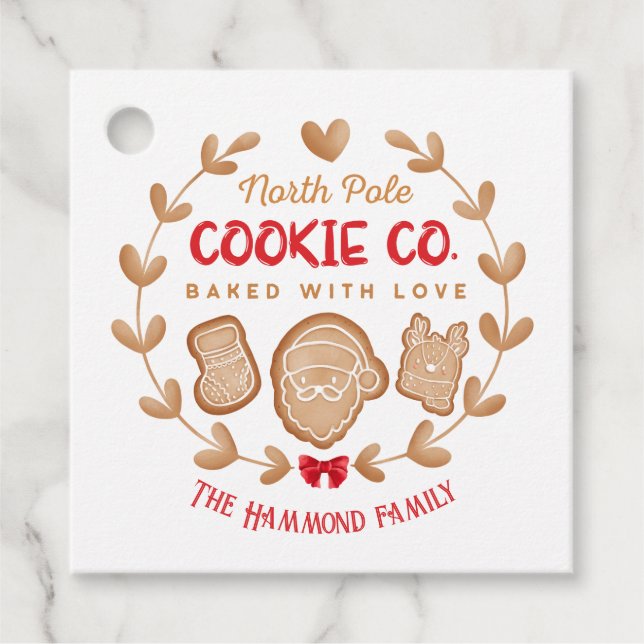 Red Cute Gingertea-utbytet av julkakor Gåvor Etiketter (Framsida)