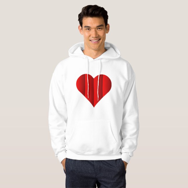 Red Cute Heart-Logotypen Hoodie (Hel framsida)