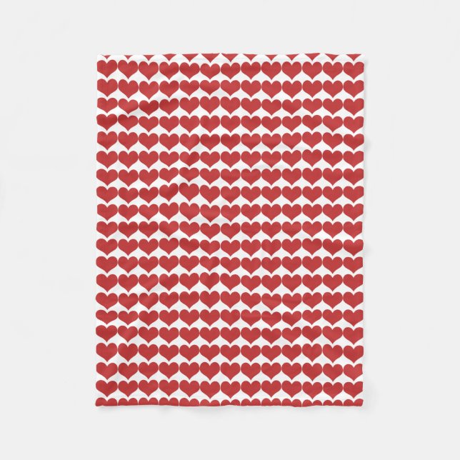 Red Cute Hearts Mönster Fleece Blanket (Framsidan)