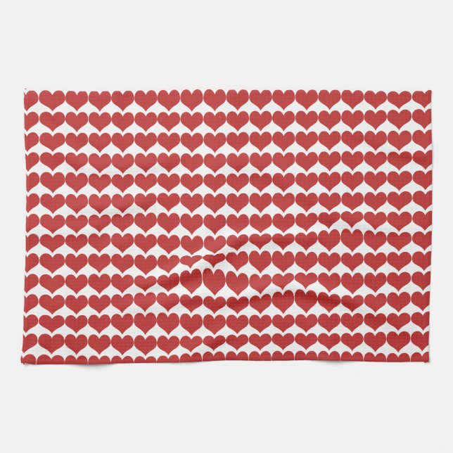 Red Cute Hearts Mönster Kitchen Towel Kökshandduk (Horisontell)