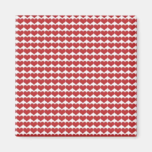 Red Cute Hearts Mönster Magnet (Framsidan)