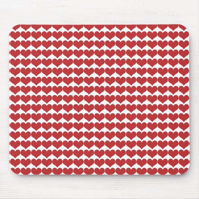 Red Cute Hearts Mönster Mousepad Musmatta (Framsidan)