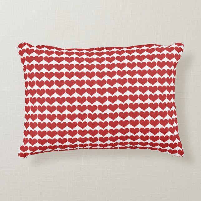Red Cute Hearts Mönster Pillow Prydnadskudde (Framsidan)