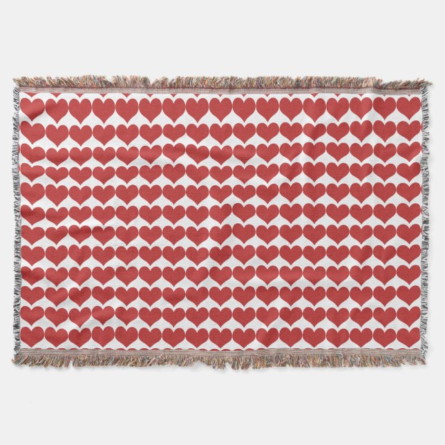 Red Cute Hearts Mönster Throw Blanket Filt (Framsidan)