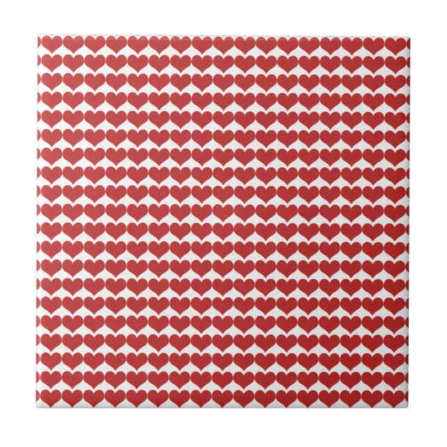 Red Cute Hearts Mönster Tile Kakelplatta (Framsidan)