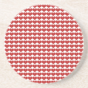 Red Cute Hearts Mönster Underlägg Sandsten